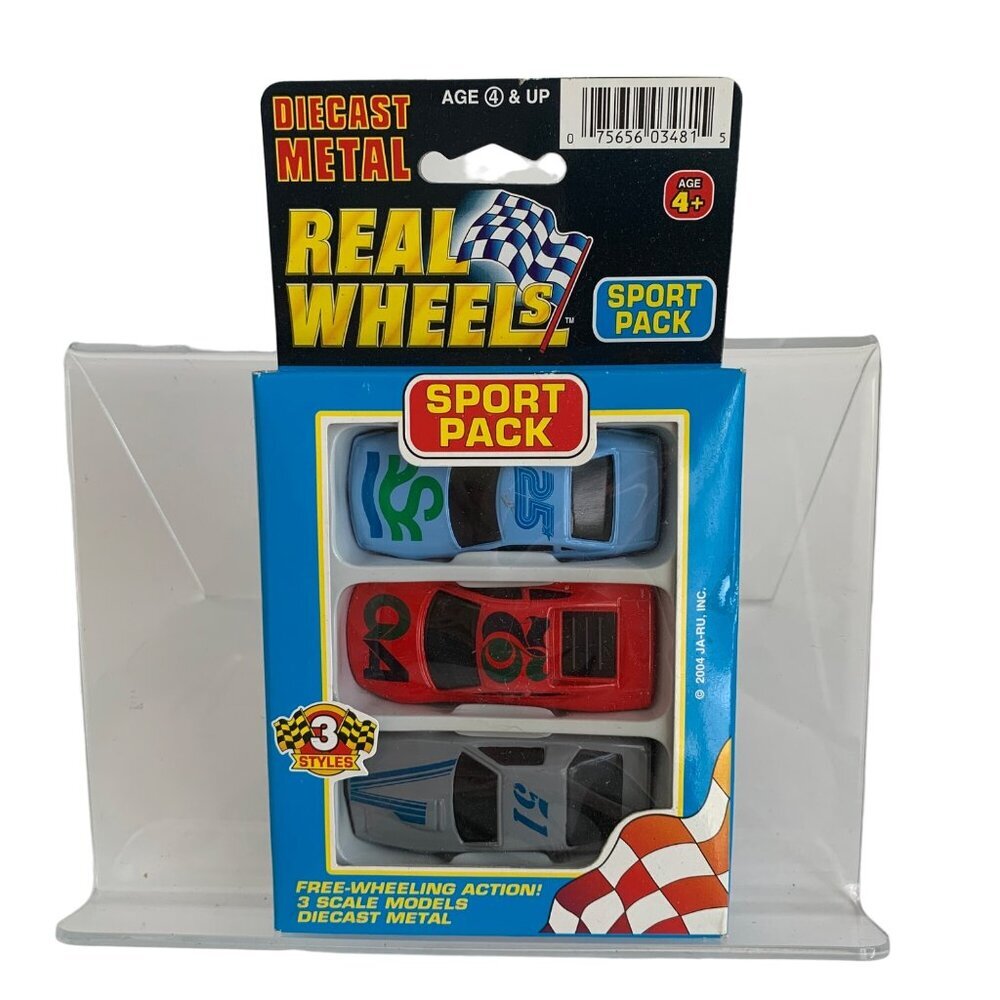 Ja-Ru Real Wheels Sport Pack Set of 3 Die Cast Metal Cars Vintage New
